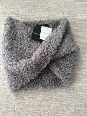 Adrienne Landau Curly Faux Fur Loop Scarf in Gray